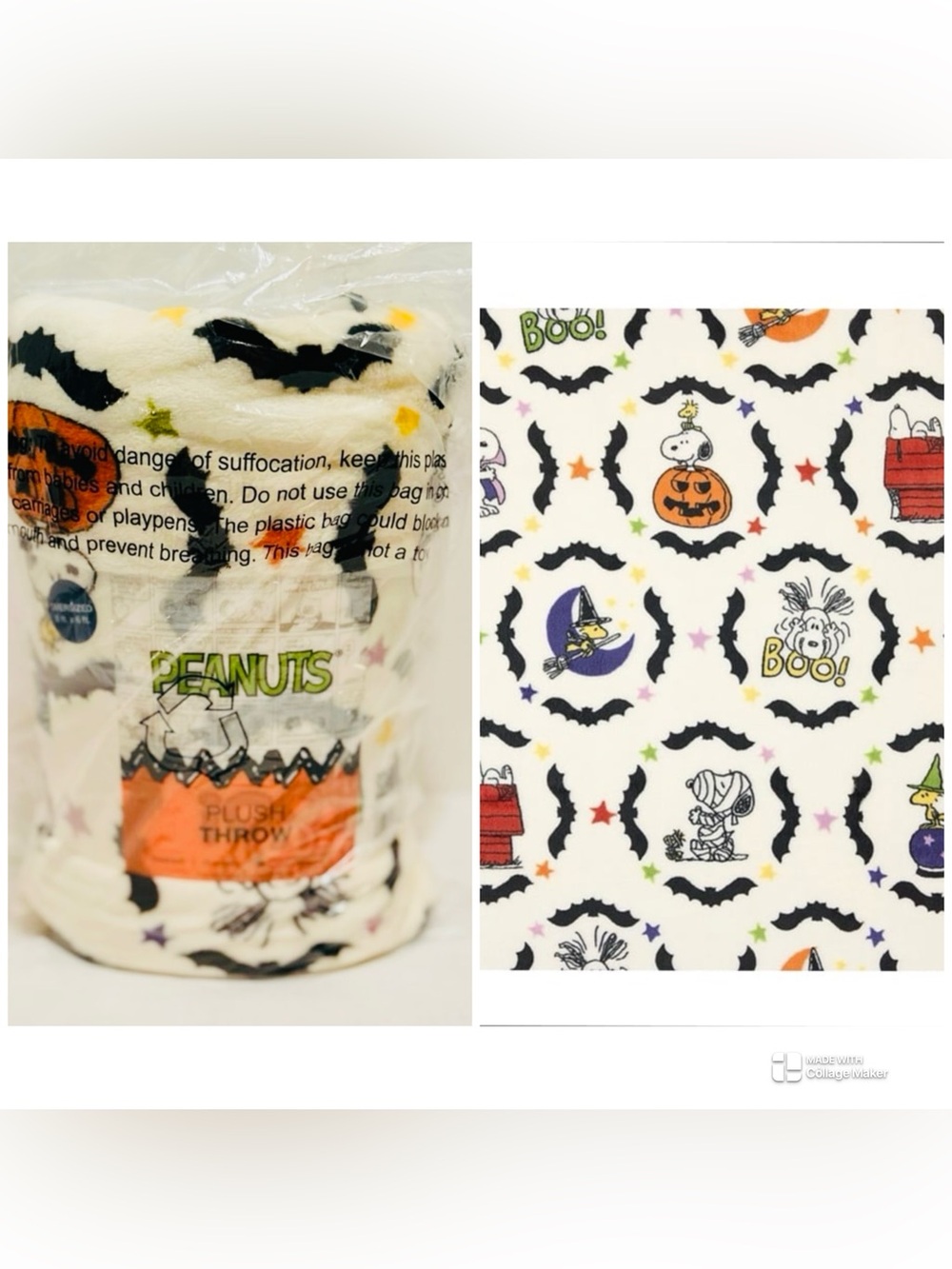 Peanuts NWT Halloween Snoopy & Friends Oversized Plush 60 X 72 Throw